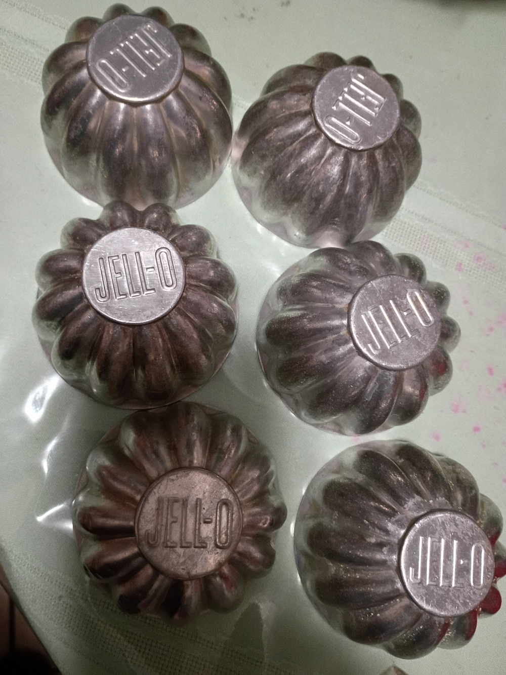 Vintage Jell-O Fluted Molds - Set of 6 - Silver Tin